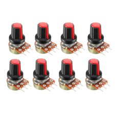 8Pcs 50K Ohm Variable Resistors Rotary Carbon Film Taper Potentiometer Knobs