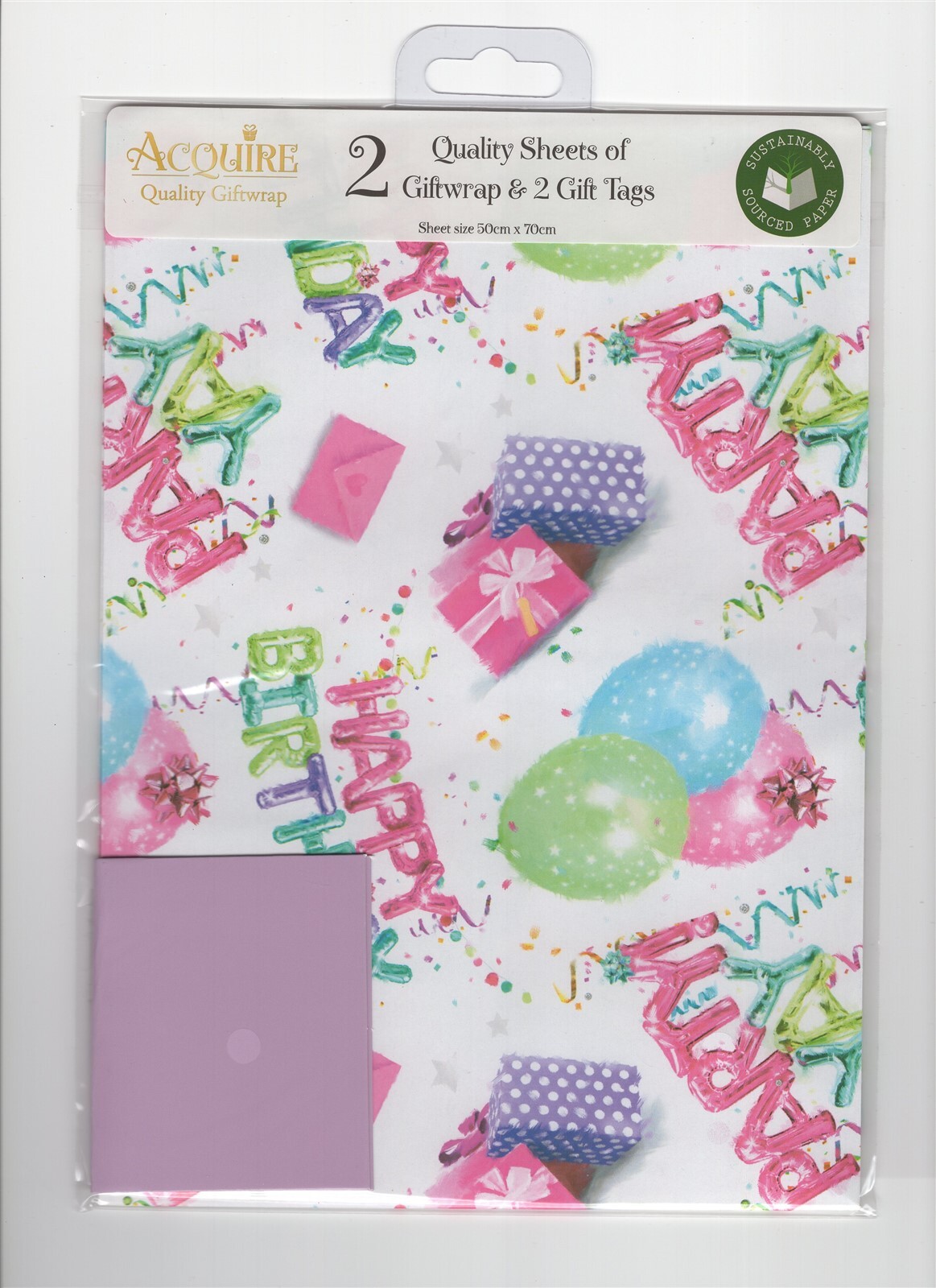 Birthday Wrapping paper and tags 2 sheets 2 tags For her gift wrap