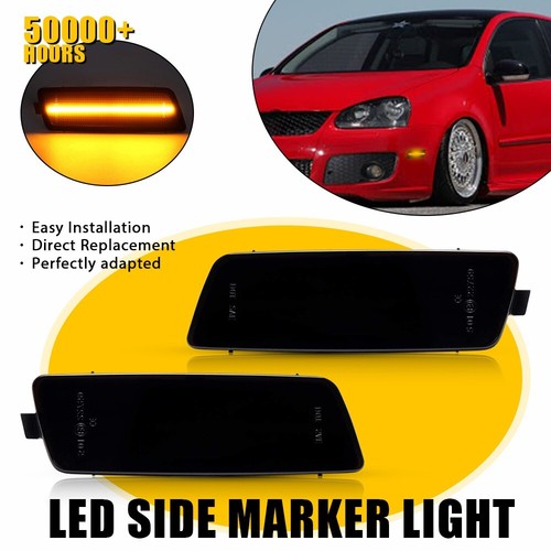Amber LED Side Marker Signal Lights Lamps For 2006-2009 VW MK5 Golf/GTI Rabbit B - Picture 14 of 15