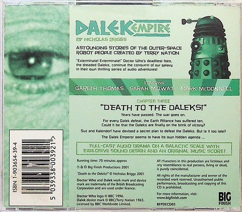 Dalek Empire 3: Death To The Daleks Audiobook CD (Doctor Who Related) Big Finish - Picture 3 of 3