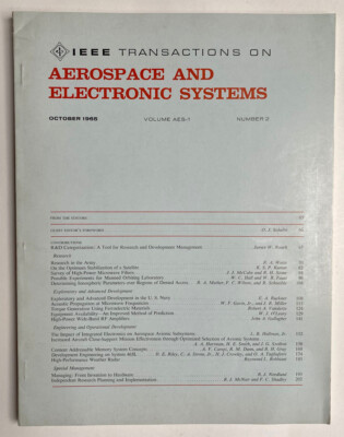 IEEE Transactions On Aerospace And Electronic Systems Vol. AES-1 #2 October 1965