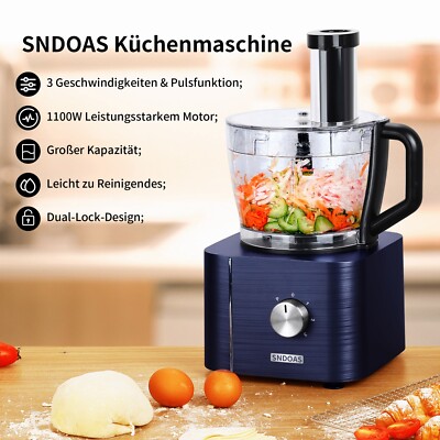 3,2L+1,5L 1100W Kompakt-Küchenmaschine Mixer Zerkleinerer Reiben Food Processor