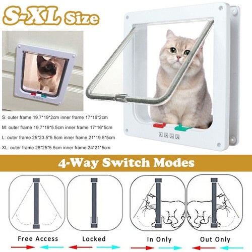 S-XL Sizes 4-Way Pet Dog Cat Safe Lockable Locking Door Brushy Flap Door Screen - Picture 30 of 39