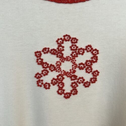 T-shirt girocollo manica corta bianca taglia media ESCADA SPORT con perline ricamate - Foto 2 di 9