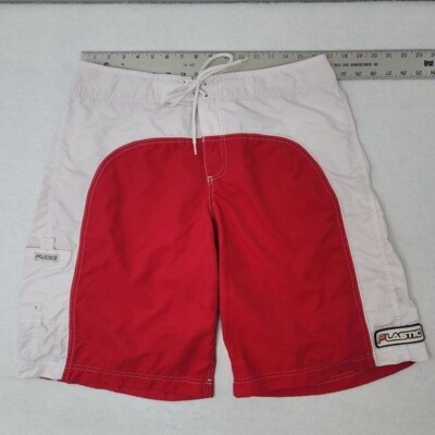 Plastic Board Shorts Mens size 36 Red/White Logo Design Hybrid