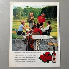 1961 Four Roses Whiskey Vintage Ad The Good Life Golf Fore Drinking With Friends