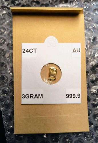 3 Gramm massiver 24kt Goldbarren 999,9 reiner Feinbarren vz Nugget gestempelt '999' '3G' - Bild 11 von 13