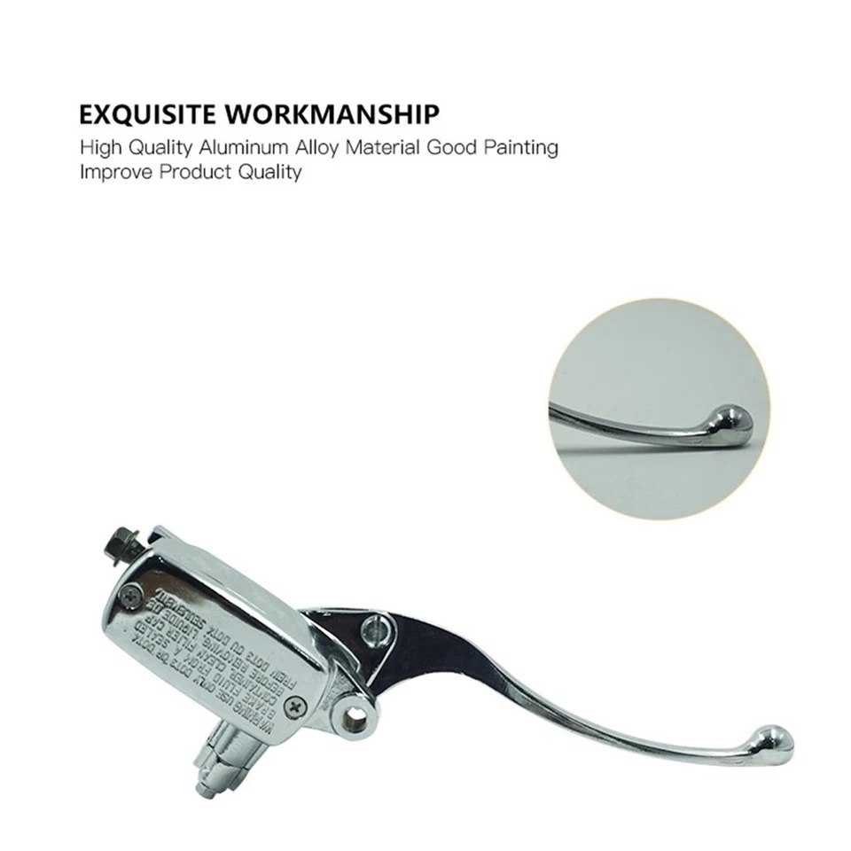 7/8" 22mm Right Motorcycle Handlebar Front Brake Clutch Master Cylinder Chrome - Image 2 of 4