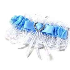 Bridal Wedding Garter Satin White Blue Purple Diamante Bow Heart Throw Keep Lace