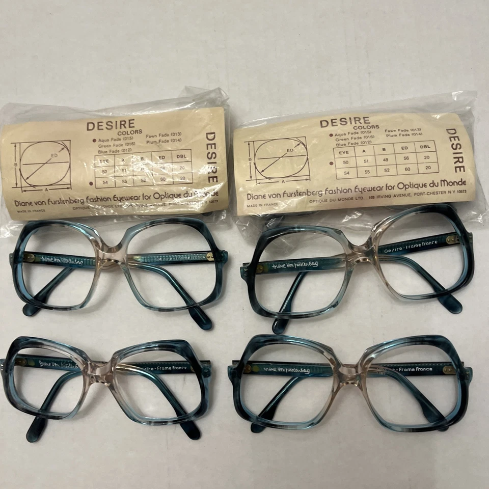 Diane Von Furstenberg Vintage Lot of 6 Eye/Sun Glasses 2 Toned blue Temples New! - Image 3 of 4