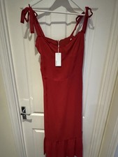 Reformation Nikita Midi Dress Cherry Red Size 12 NWT Adjustable Straps