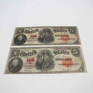 1907 $5 Legal Tender WoodChopper United States Note Lot of 2 No Reserve #C-417