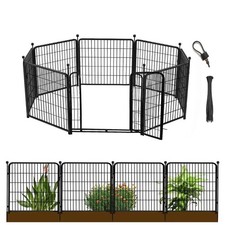 24 in H Decorative Garden Fences with Gate, 8 Panels Total 15.7 ft L Heavy ...