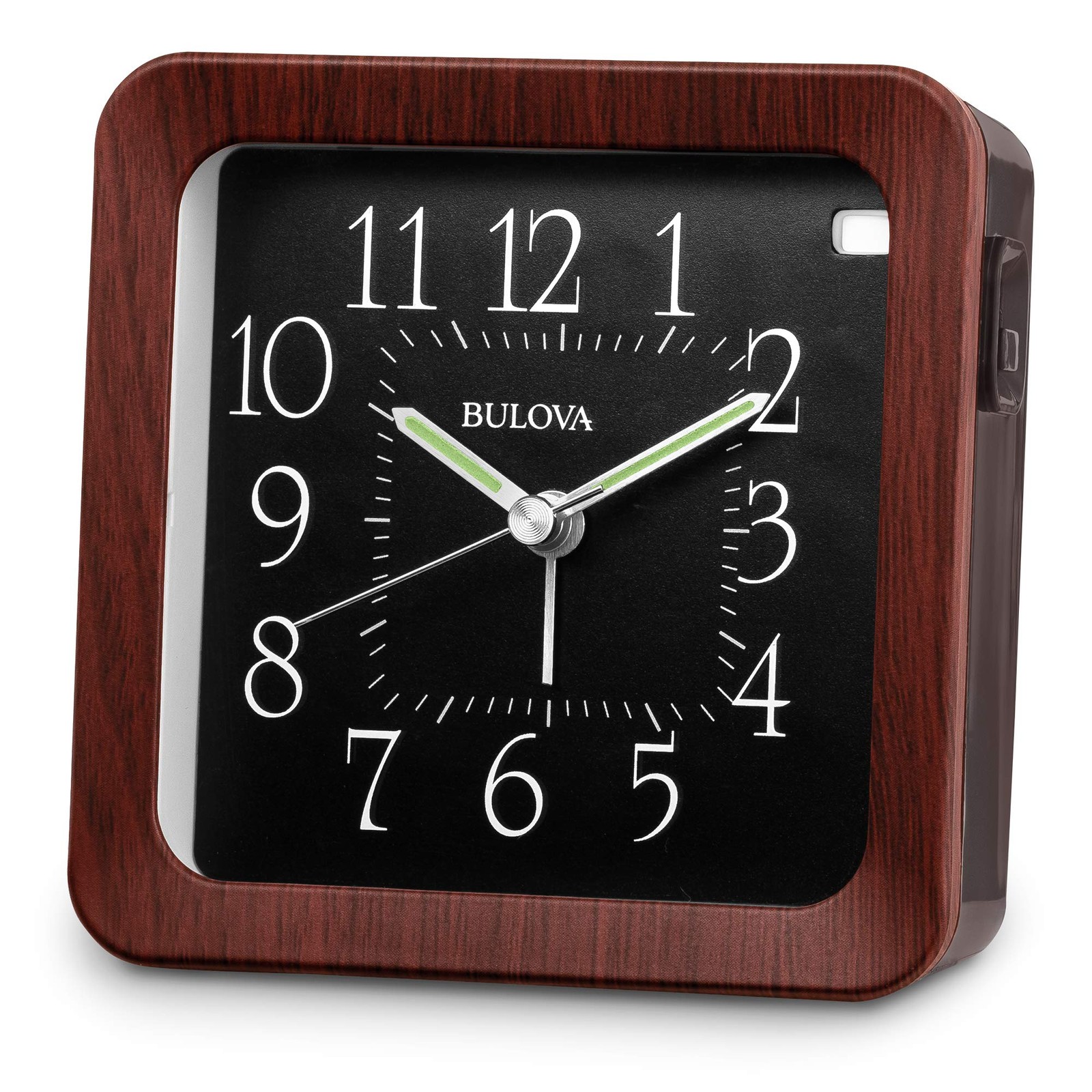 Bulova B1870 Manor Alarm Clock Small, Brown Woodgrain