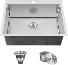 25x18 Inch Kitchen Sink Drop In, Topmount Kitchen Sink Stainless Steel Sink