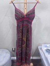 She’s Cool Red Color Empire Cut Maxi Dress With Paisley Pattern Size M