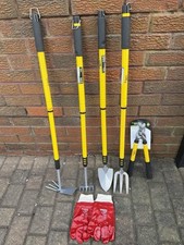 Telescopic Handle Garden Tool Set  6pc Inc Trowel Fork Weeder Rake Pruner Gloves