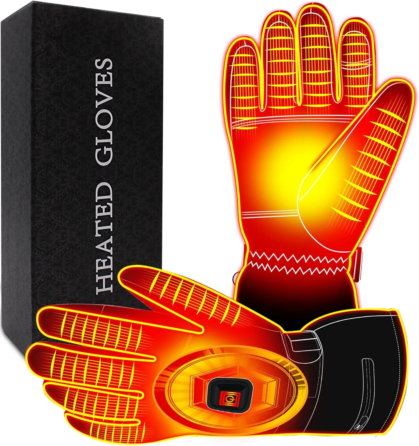 Heated Waterproof Touchscreen Gloves for Men & Women - Rechargeable Warmth