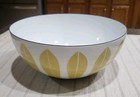 Vintage 9 1/2” Lotus Leaf CatherineHolm Norway Butterscotch Enamel Bowl — photo 1