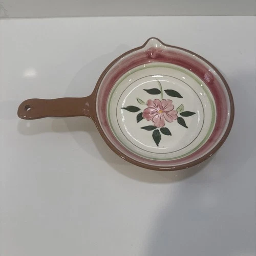Vintage Stangl Wild Rose 6-Inch Open Skillet With Handle