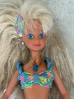 Vintage 90s 1992 Mattel Barbie Glitter Beach Skipper Doll Blue Bikini Swimsuit