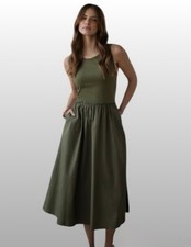 J. Crew Factory NWT Mix Media Knit Dress Sz M in Dark Capers MSRP: 148