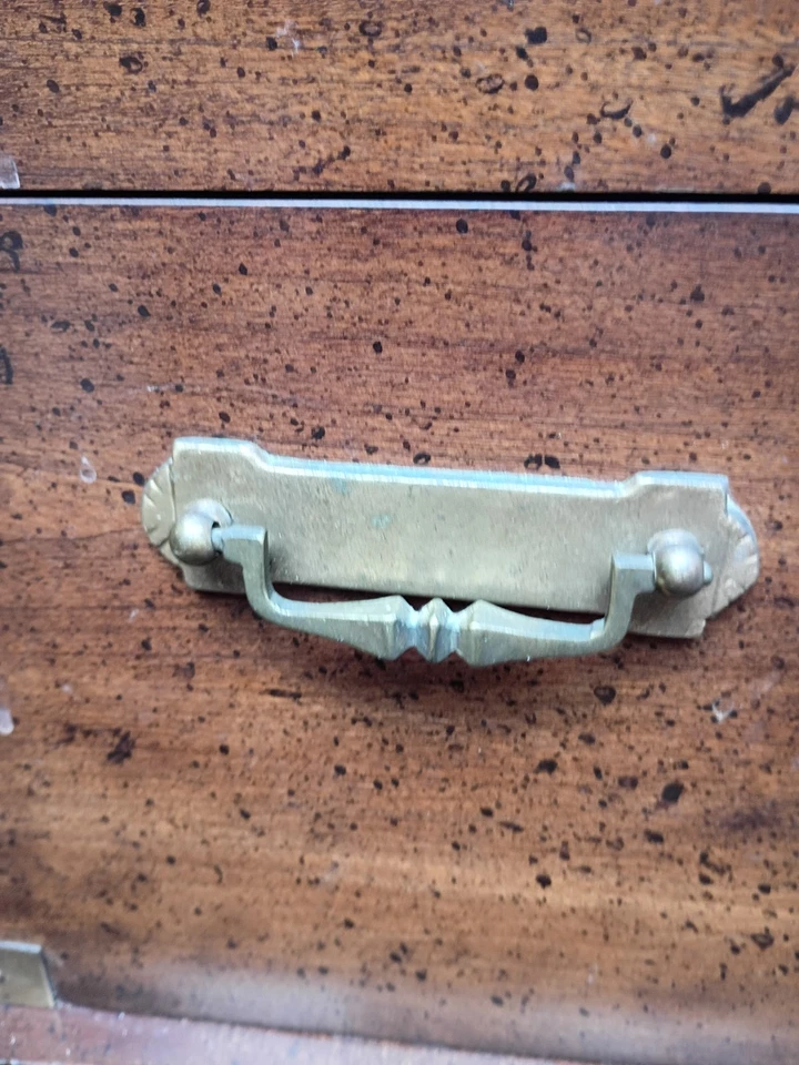 Antigo Baú de Campanha Caixa de Bambu Falso Suporte de Mogno Baú em Suporte Regency - Imagem 3 de 4