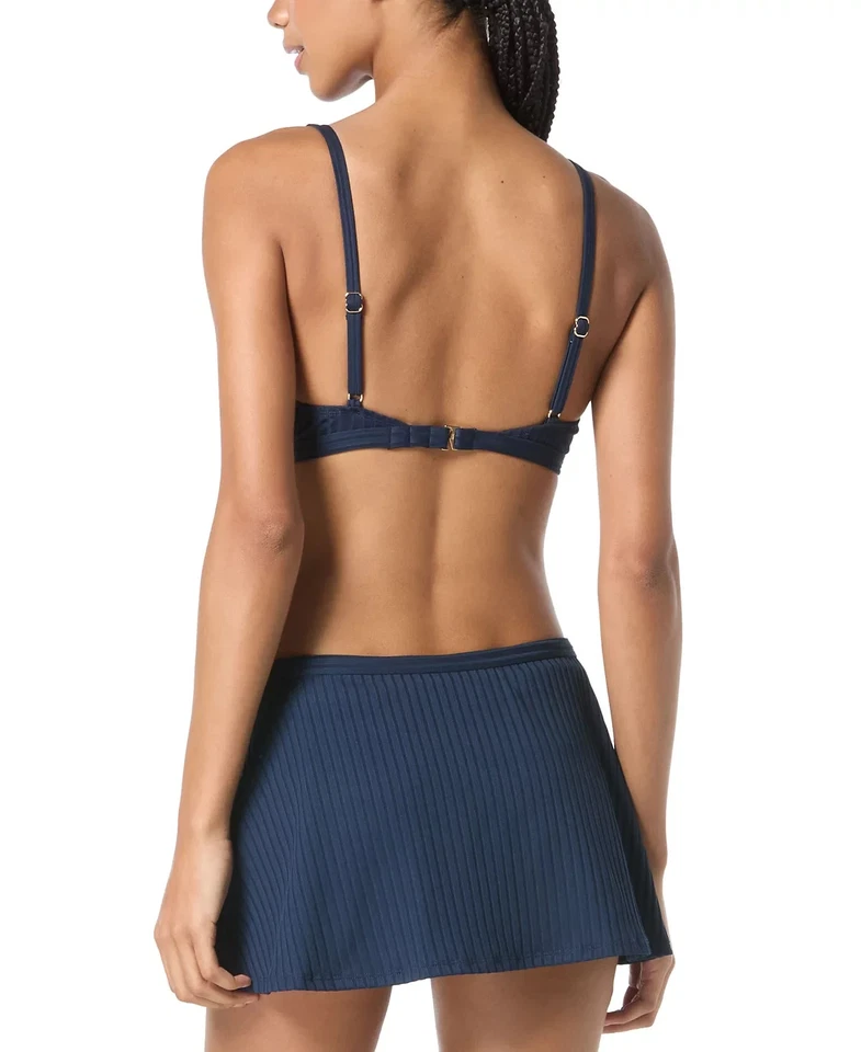 Falda de Natación MICHAEL Michael Kors X2747 Acanalada Abertura Lateral Parte Inferior, Nueva Azul Marino, M Foto 4 de 4