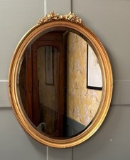 Vintage Oval French Style Gold Framed Bevel Edged Mirror