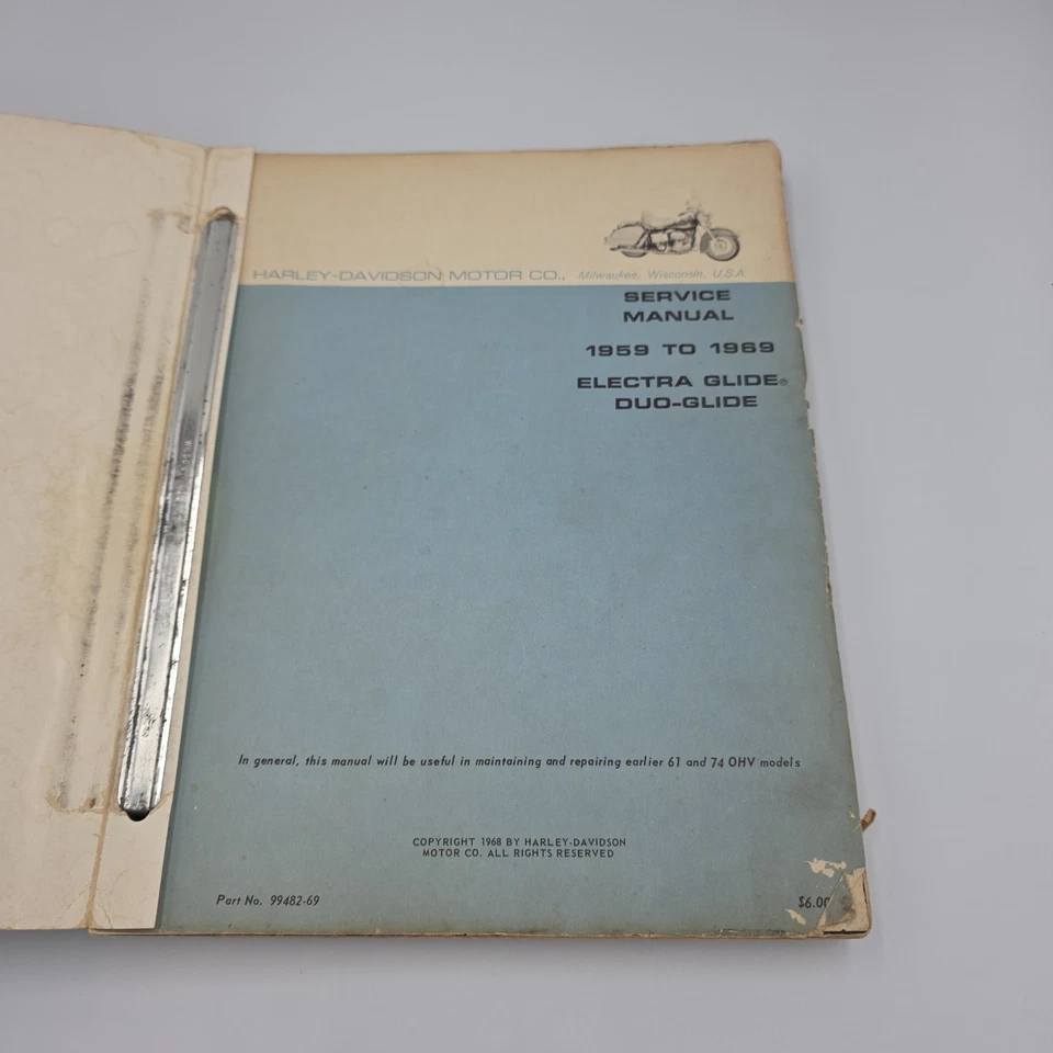 Harley-Davidson Manual de Servicio Electra & Duo 1959 a 1969 No. Tapa blanda 99482-69 Foto 3 de 4