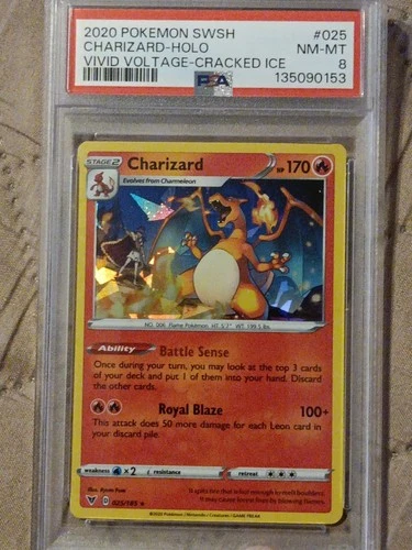 2020 Pokemon Charizard Holo Cracked Ice PSA 8