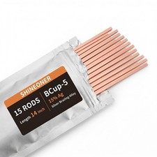 BCuP-5 15 Silver Brazing Rod, 15 PCS Flat 0.050" x 1/8" x 14", HVAC Copper T...