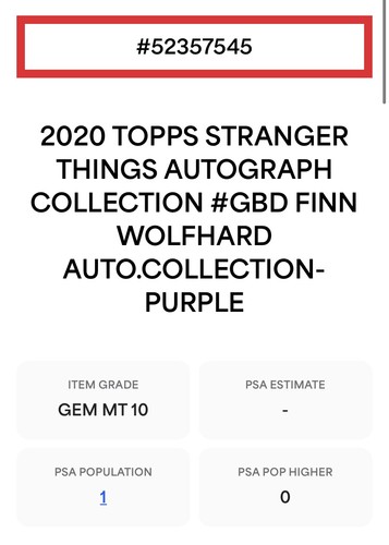 2020 Topps Finn Wolfhard Mike Wheeler Stranger Things Auto 1/10 PSA 10 POP 1/1 - Picture 2 of 2