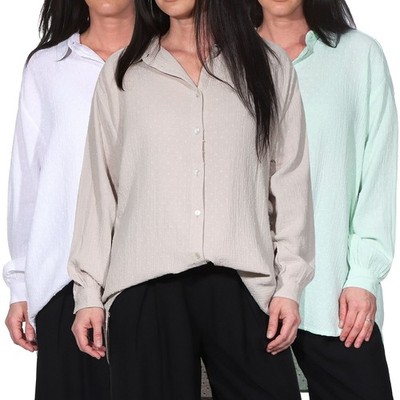 Eight2Nine Damen Bluse Damenbluse Musselin Musselinbluse Hemd langarm LETN-111