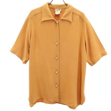 Used HERMES 90s French Silk Old Short sleeve shirt 42 Orange brown Women