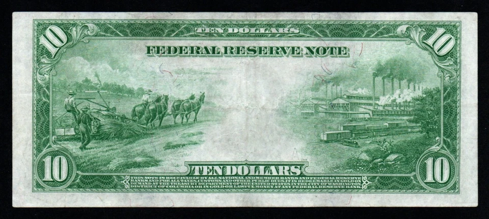 1914 $10 BETTER ATLANTA District LARGE Size CRISP XF Federal Reserve Note! - Image 2 of 2