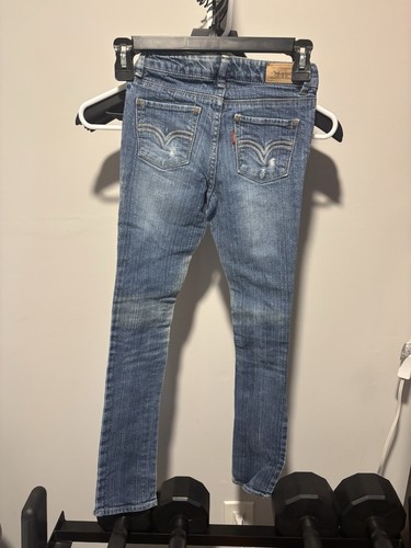 Levi's Girls Skinny Fit Slim Jeans Size L 10 Distressed T2 - Picture 2 of 5