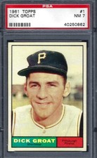 1961 Topps #001 PSA 7 Dick Groat Pirates 1  Perfectly Centered!