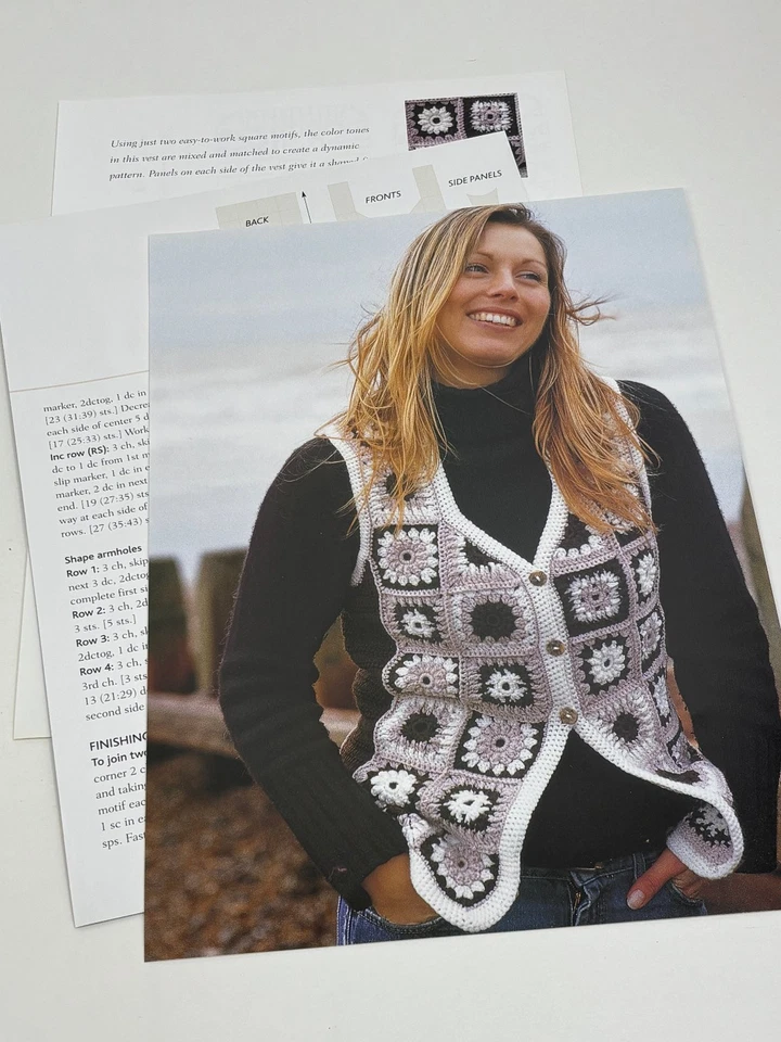 Patchwork Squares Vest Crochet Pattern Sizes 32-42 in Bust Book Pages - Image 3 of 3