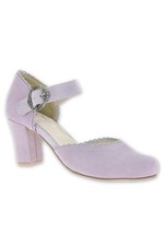 Trachtenpumps flieder Veloursleder Blockabsatz 7,5cm Riemen Flamenco 35-42