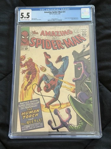 Amazing Spider-Man #21 (CGC 5.5) ⭐ Human Torch App - Marvel Silver Age 1965