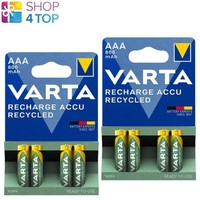 8 Varta Recharge Accu Recycelt Aaa LR03 Batteries 800Mah Nimh HR03 1.2V 4BL Neu