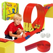 16.5ft Build Anywhere Portable Race Track with Suction Cups - Flexible Roll-Up D