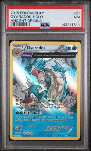 2015 POKEMON XY ANCIENT ORIGINS #21 GYARADOS-HOLO PSA 7