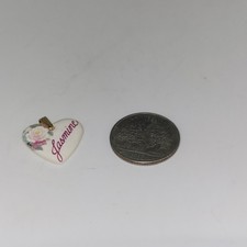 Jasmine Heart Shaped Kiln Fired Porcelain Metal Bail Pendant Flower graphic