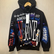 VLONE Black Graffitti Hoodie Sz M New 