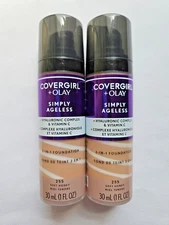 2 PACK CoverGirl + Olay Simply Ageless 3-in-1 Liquid Foundation SOFT HONEY 255