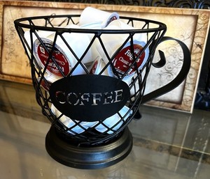 K-Cup Coffee Pod Holder Black Metal Wire - 7.25" Tall