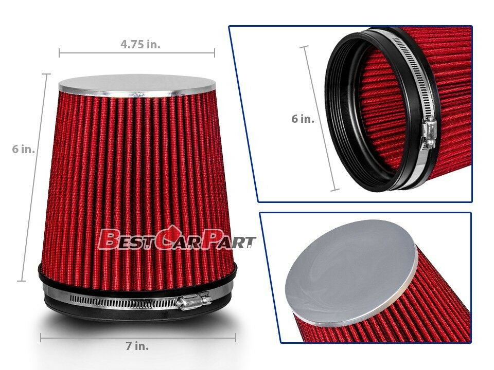 RED Short 6" 152mm Inlet Truck Air Intake Cone Replacement Dry Air Filter