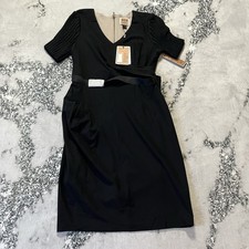 NUE by Shani Sheath Dress Womens 14 Black Belted Career Occasion NWT